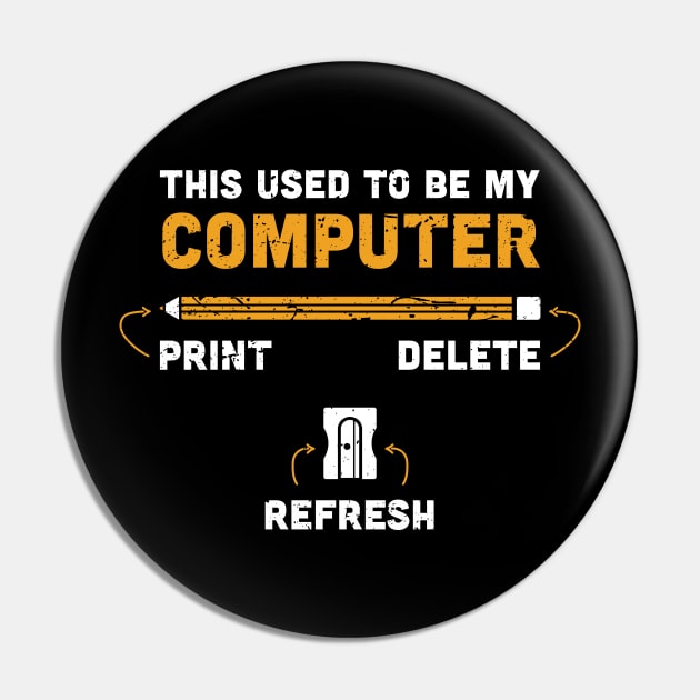 Pencil Computer Funny Tech Support Joke Pin by Ambience Art