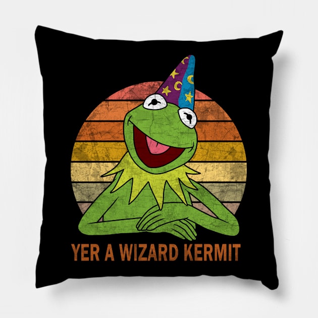 Yer A Wizard Kermit Pillow by valentinahramov