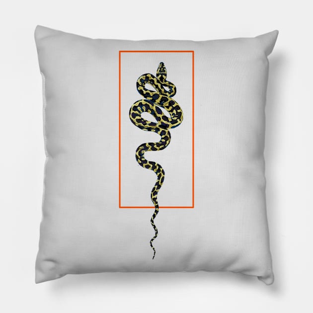 Snake Illustration Pillow by DesignKitTeam