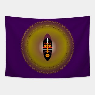 African Mystical Mask. Tribal, Native. Tapestry