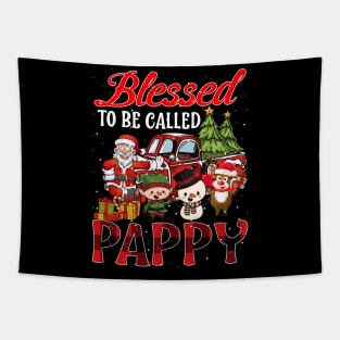 Blessed To Be Called Pappy Christmas Buffalo Plaid Truck Tapestry