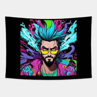 Man with colorful mohican Tapestry