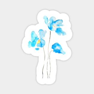 3 abstract blue Himalayan poppies Magnet