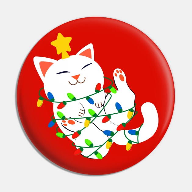 White Christmas Kitty Pin by machmigo