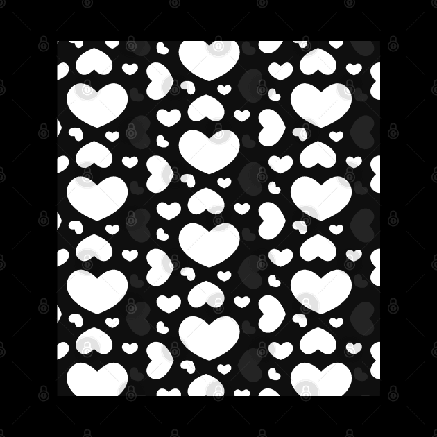 White, black and grey hearts pattern by Spinkly