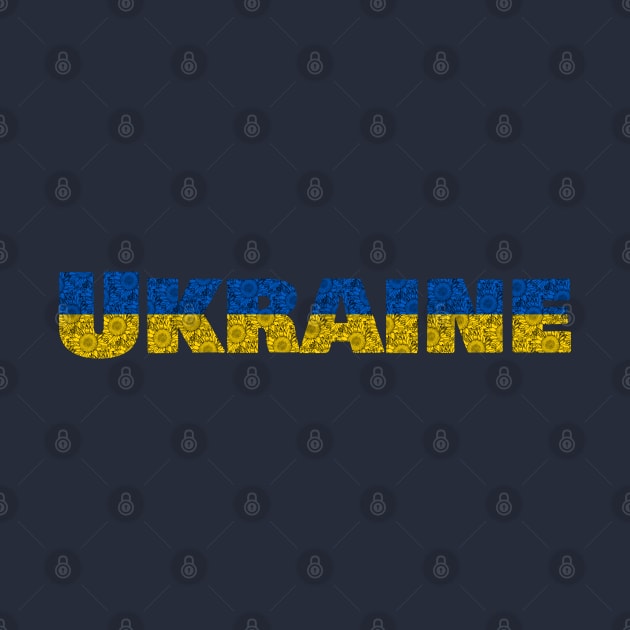 Ukraine Typography in Blue Yellow Sunflowers by ellenhenryart