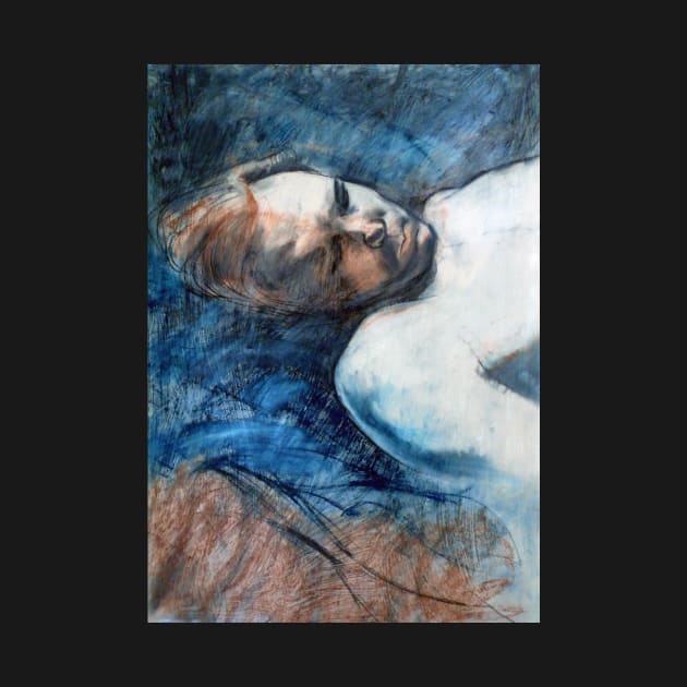 Travis sleeping : pastel and conte drawing by rozmcq