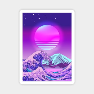 Great Wave off Kanagawa Synthwave Magnet