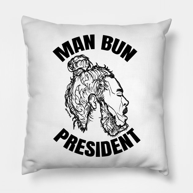 Man Bun President Pillow by sketchnkustom