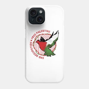 End Occupation Free Palestine with Palestinian Arabic Kufiya Hatta Pattern -red Phone Case