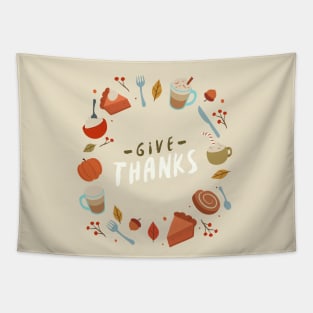 Give Thanks Thanksgiving Thankful Tapestry