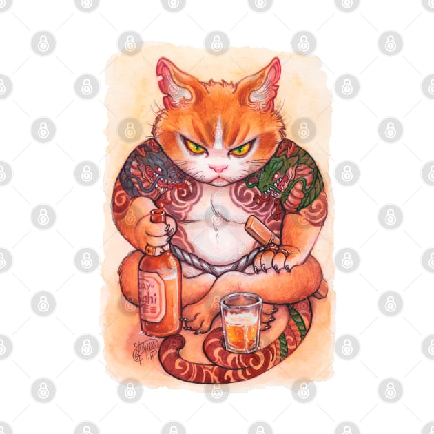 Grumpy Yakuza Cat (Nekomata Series) by J.Giner Illustration