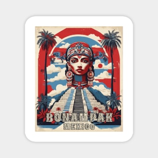 Bonampak Mexico Vintage Poster Tourism 3 Magnet