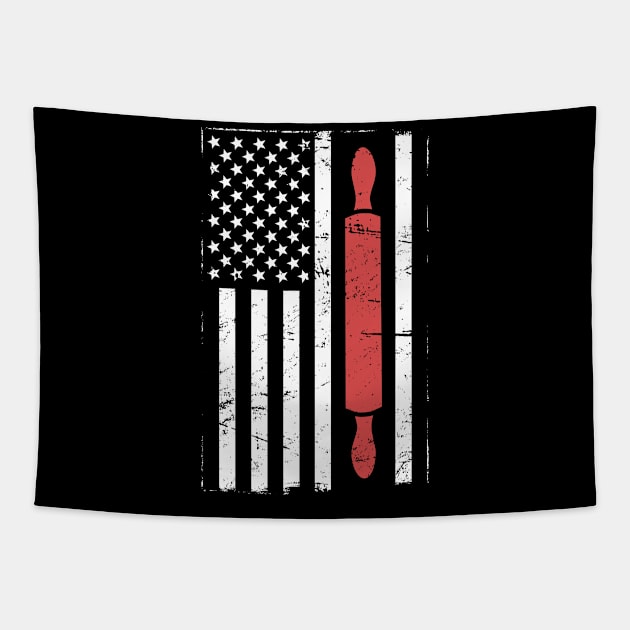 American Flag Rolling Pin | Patriotic Baker Design Tapestry by MeatMan