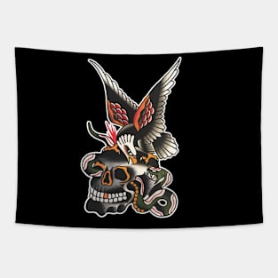 Eagle, Snake and Skull Tattoo Design Tapestry