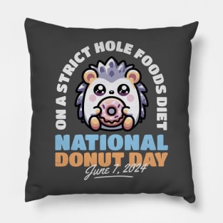 National Donut Day Pun Cute Kawaii Hedgehog Pillow