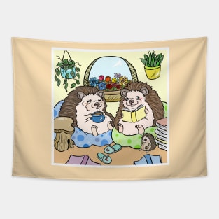 Hedgehog couple reading Tapestry