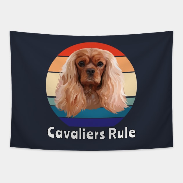 Retro Ruby Cavalier King Charles Spaniel Gifts Tapestry by Cavalier Gifts