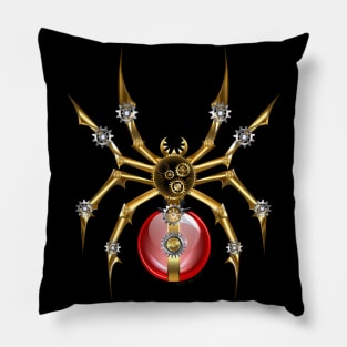 Awesome Fantasy Steampunk Geared Spider Graphic Pillow