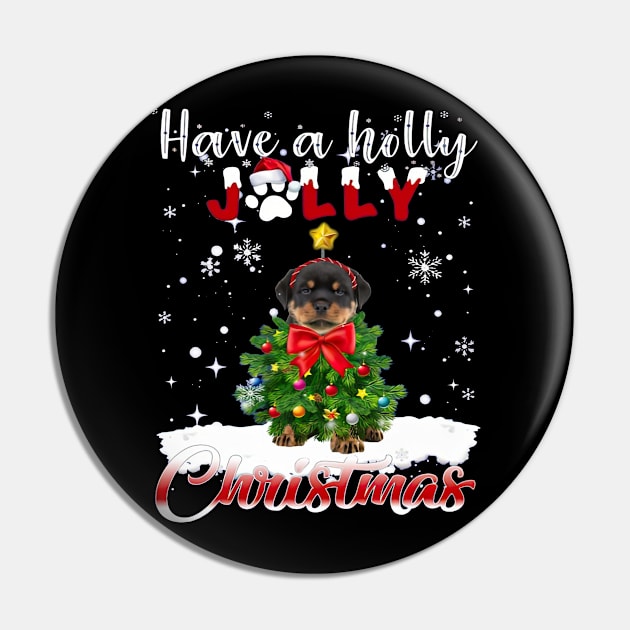 Have A Holly Jolly Christmas Rottweiler Dog Xmas Tree Pin by cyberpunk art