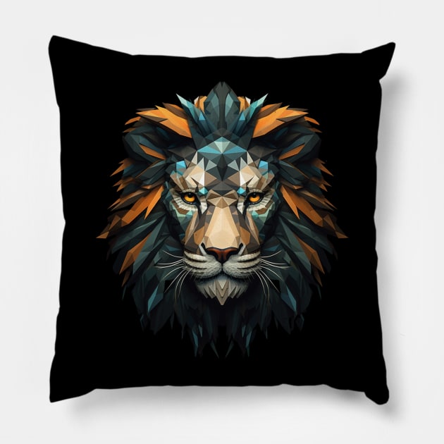 Lion in low poly style Pillow by emblemat2000@gmail.com