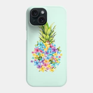 Pineapple with flowers and  butterflies, colorful and cool design pineapples Phone Case