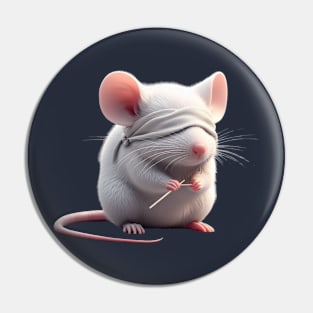 blind white mouse Pin