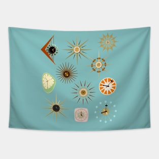 Mid Century Modern Clocks Tapestry