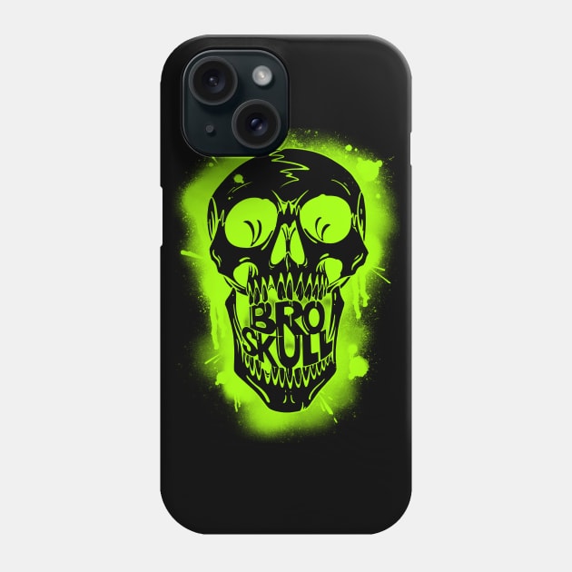 Broskull Logo V.1 Clear on Green Phone Case by CastleBroskull