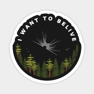 I Want to Belive - Shadow Ship - Circle - Black - Sci-Fi Magnet