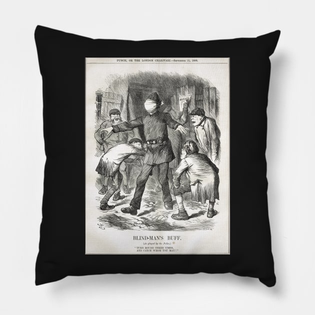 Jack the Ripper Punch Cartoon Blind Man's Buff 1888 Pillow by artfromthepast