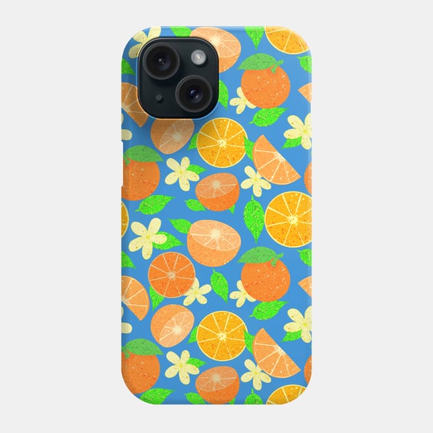 Orange fruit pattern - blue Phone Case by Juliana Costa