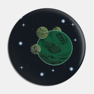 Pixelart Green Planet Pin