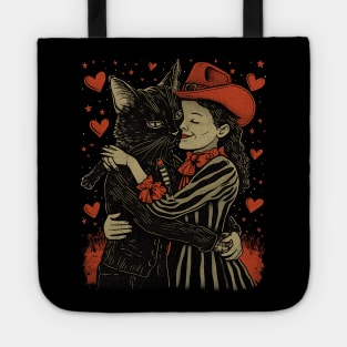 Valentine's Day Love Vintage Halloween Black Cat Witch Retro Cute Super Cool Best Gift Tote
