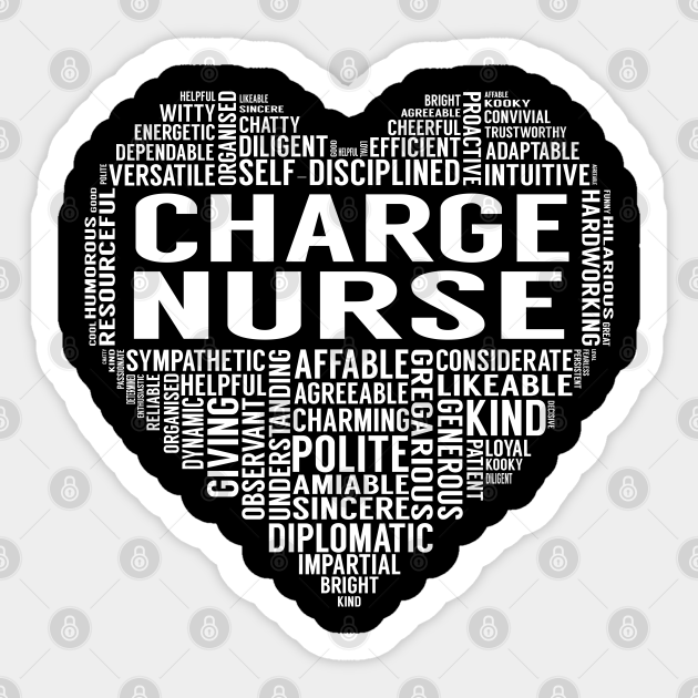 Charge Nurse Heart Charge Nurse Sticker TeePublic