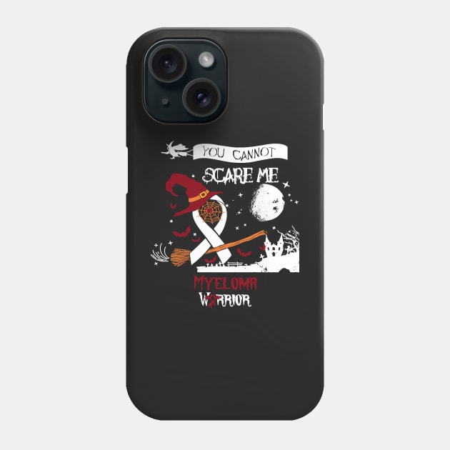 Myeloma Awareness Witches Halloween Burgundy Ribbon In This Family No One Fights Alone Phone Case by Mayla90