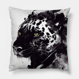 Leopard Panther Wild Nature Free Spirit Art Brush Painting Pillow