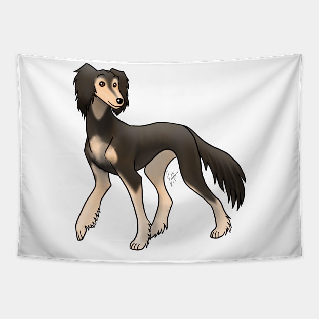 Dog - Saluki - Feathered Black and Tan Tapestry by Jen's Dogs Custom Gifts and Designs