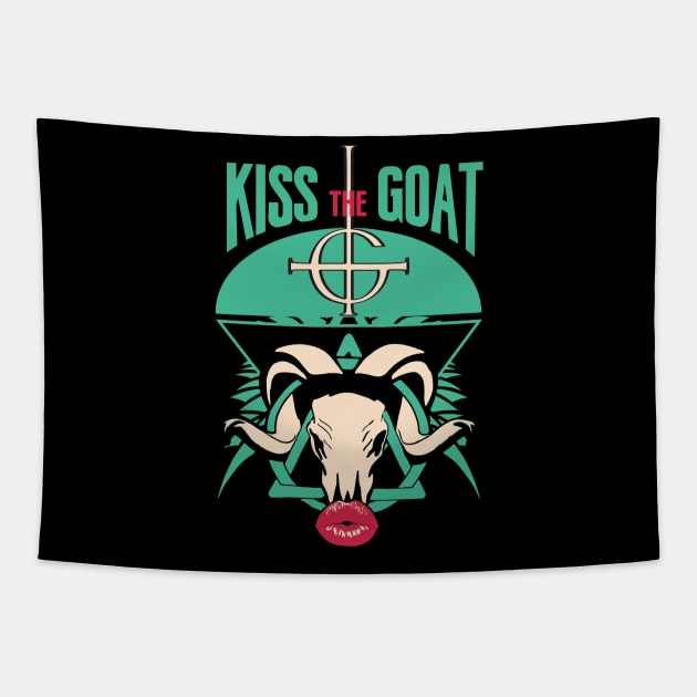 kiss the goat Tapestry by Citrus.rock