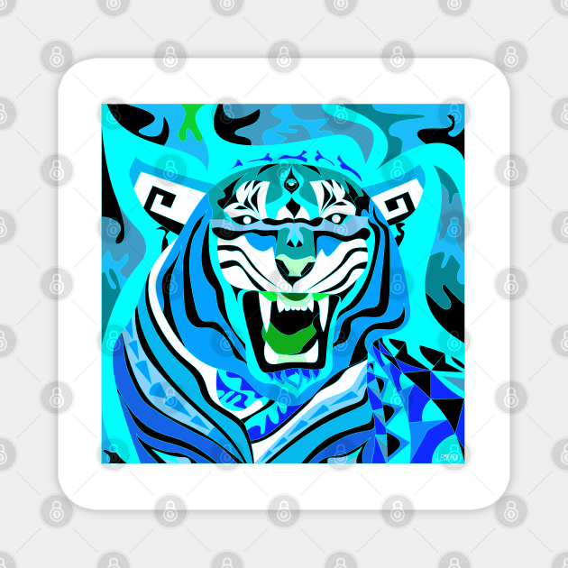 lunar new year, the bengal tiger animal in china festival in blue Magnet by jorge_lebeau