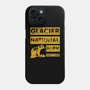 Retro Bear Glacier National Park Camping Hiking Gift Phone Case