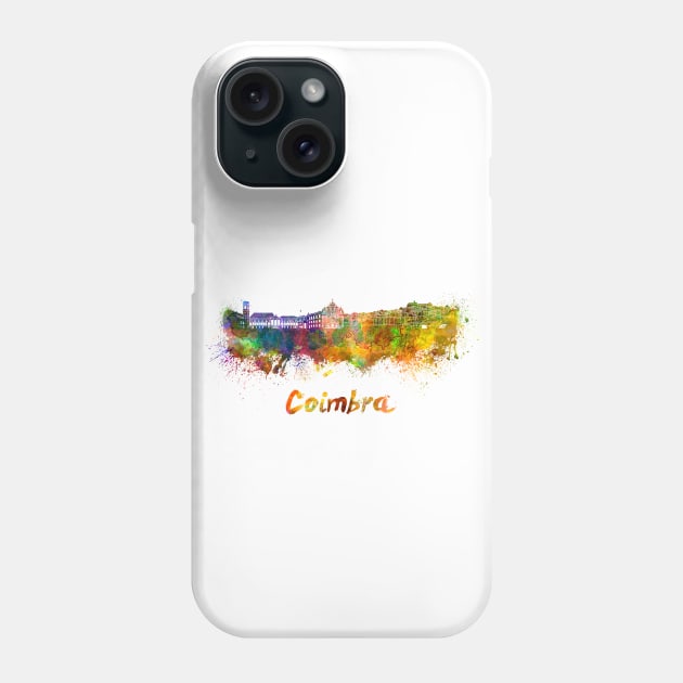 Coimbra skyline in watercolor Phone Case by PaulrommerArt