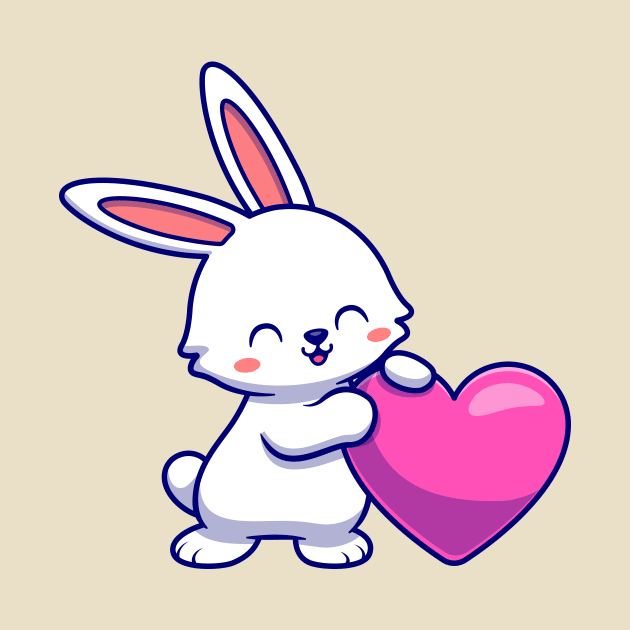 Cute Rabbit With Love Heart Cartoon by Catalyst Labs