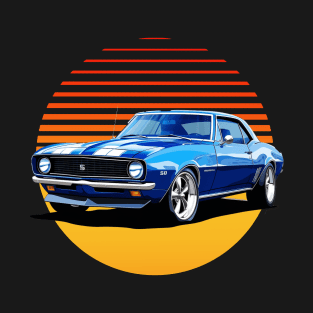 1967 Blue Camaro American Muscle Vintage T-Shirt