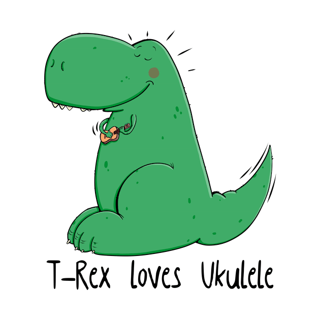 Cute T-Rex loves Ukulele by schlag.art