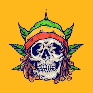 Reggae Skull 420 Marijuana Smoker T-Shirt