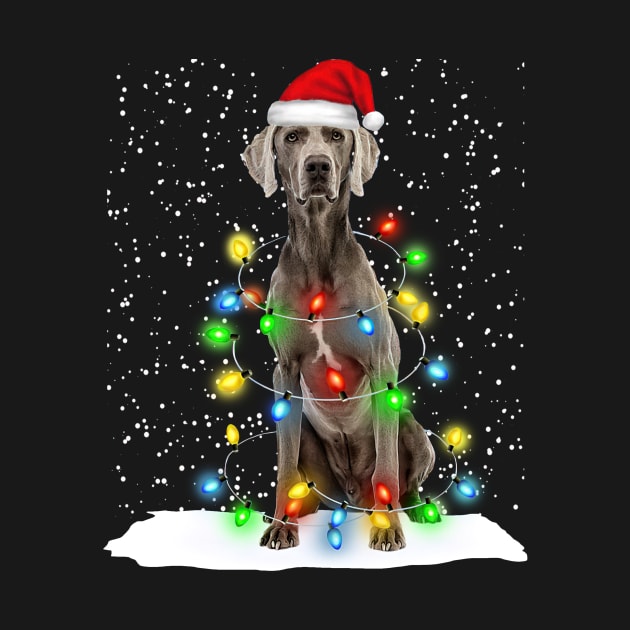 Weimaraner Christmas Santa Hat Xmas Tree Color Lights by Ripke Jesus