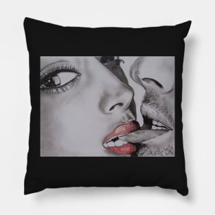 Playful Kiss - Charcoal Bedroom Art Pillow