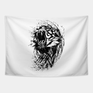 Tiger - Black & white art design Tapestry