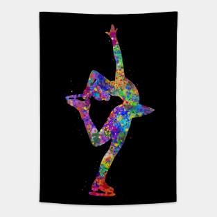 Ice skater girl watercolor art Tapestry